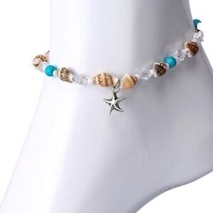 Starfish seashell ankle bracelet